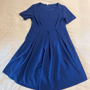 Elegant Blue Skater Midi Dress